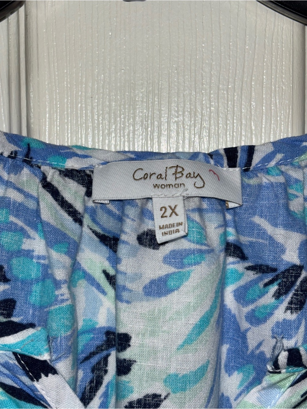 Coral Bay Blue and Aqua Abstract Floral Blouse - Picture 2 of 4
